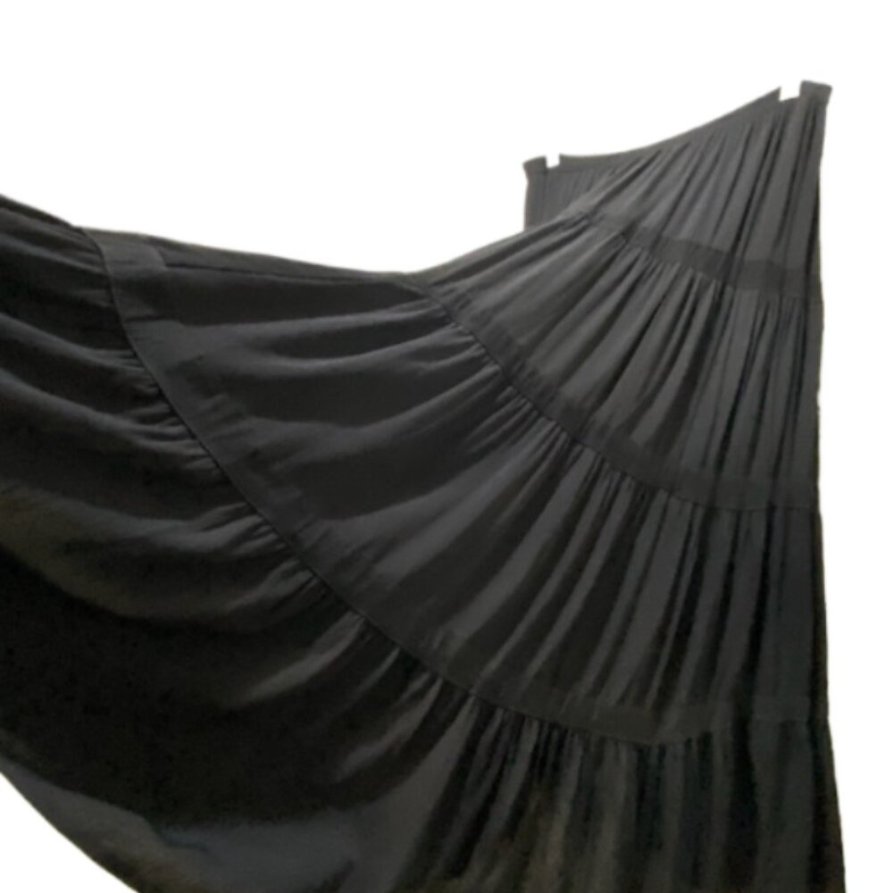 VTG CAROLE LITTLE Womens Black Tiered Maxi Skirt Size 12 Broomstick Goth Witchy - Picture 1 of 6